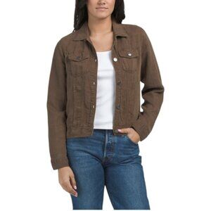 NICOLE MILLER NEW YORK Linen Lyocell Blend Jean Jacket
